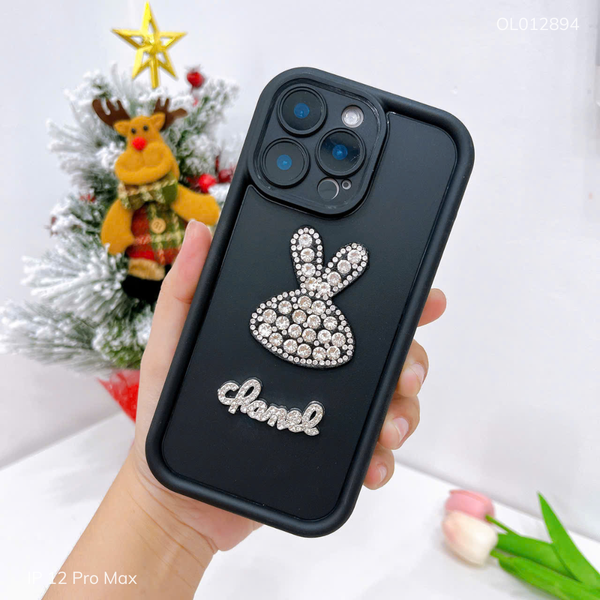 Ốp IP 12 Pro Max dẻo dính đá thỏ Charnel