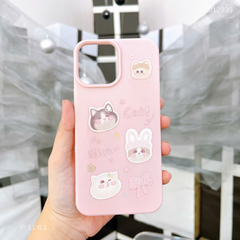 Ốp IP 11 6.1 giả da dẻo Cat Nice nền hồng