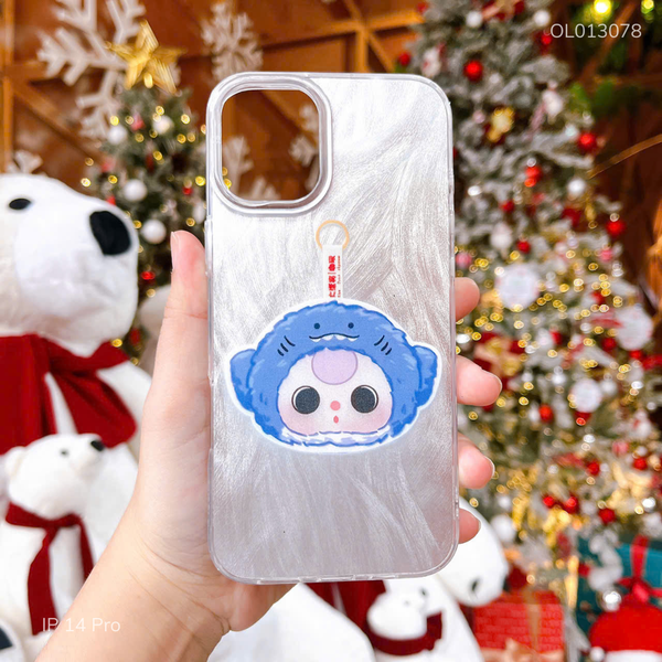 Ốp IP 14 Pro vân ánh sóng Baby Three xanh dương