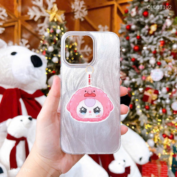 Ốp IP 16 Pro vân ánh sóng Baby Three hồng