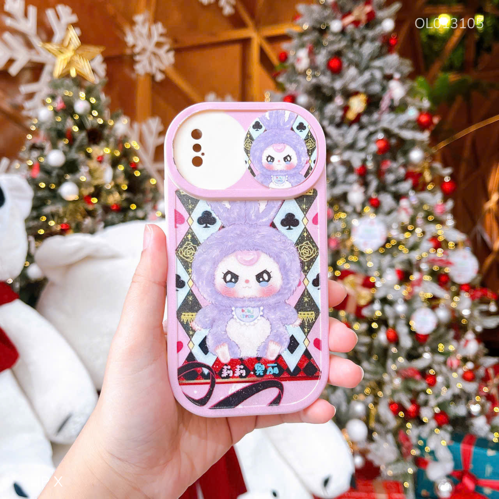 ** Ốp iPhone X dẻo Baby Three Tím trượt camera
