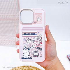 Ốp IP 14 Pro Max dẻo in thỏ Family Mart nút bạc
