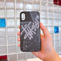 Ốp iPhone X giả da dẻo ký hiệu Stussy nền đen