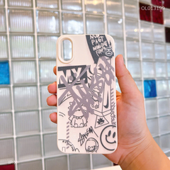 Ốp IP X giả da dẻo ký hiệu Stussy nền kem