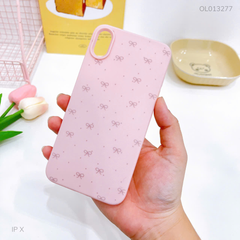 **Ốp IP X giả da dẻo nhiều nơ nền hồng