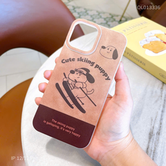 Ốp IP 12/12 Pro dẻo Cute Skiing Puppy viền nhám