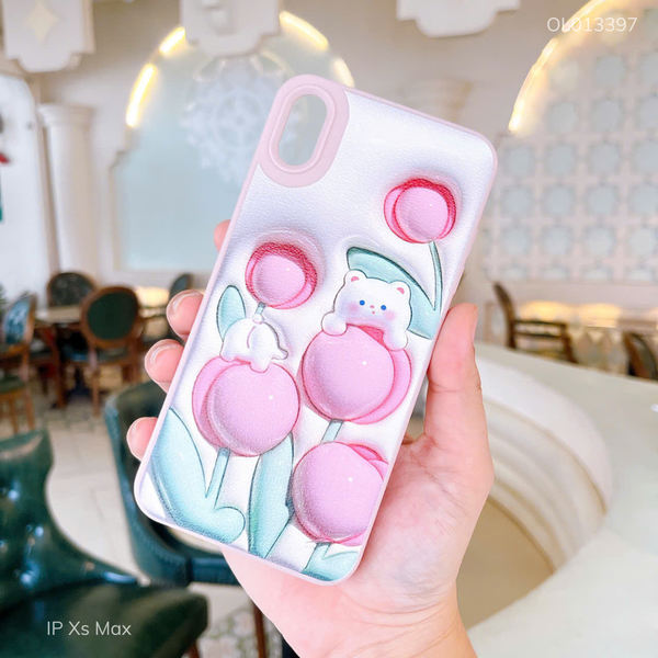 Ốp IP Xs Max dẻo da sần Tulip và mèo