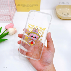 ** Ốp IP X dẻo trong tài lộc Labubu tím