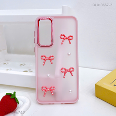 Ốp SS A04s/A13 lưng nhám đính nơ viền màu