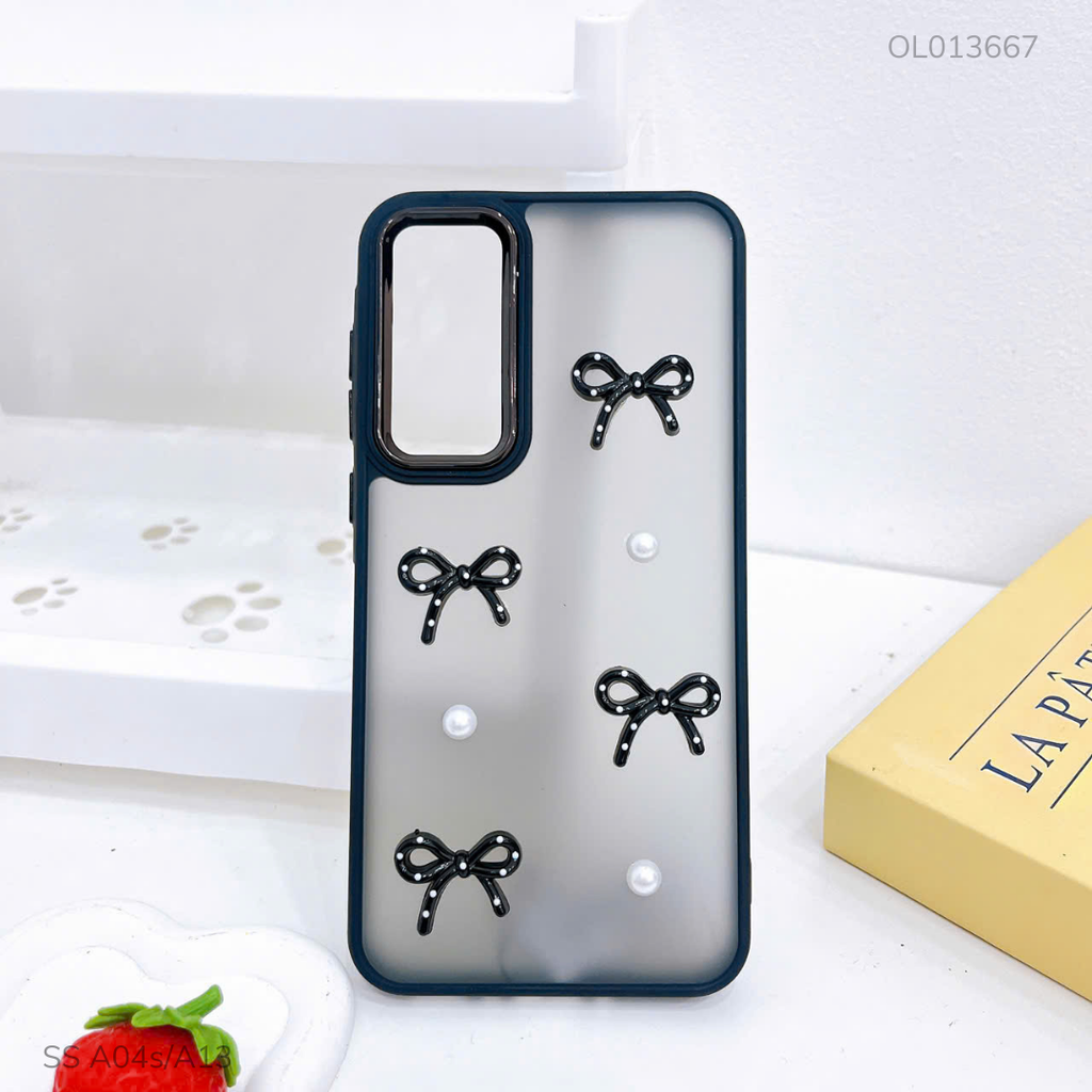 Ốp SS A04s/A13 lưng nhám đính nơ viền màu