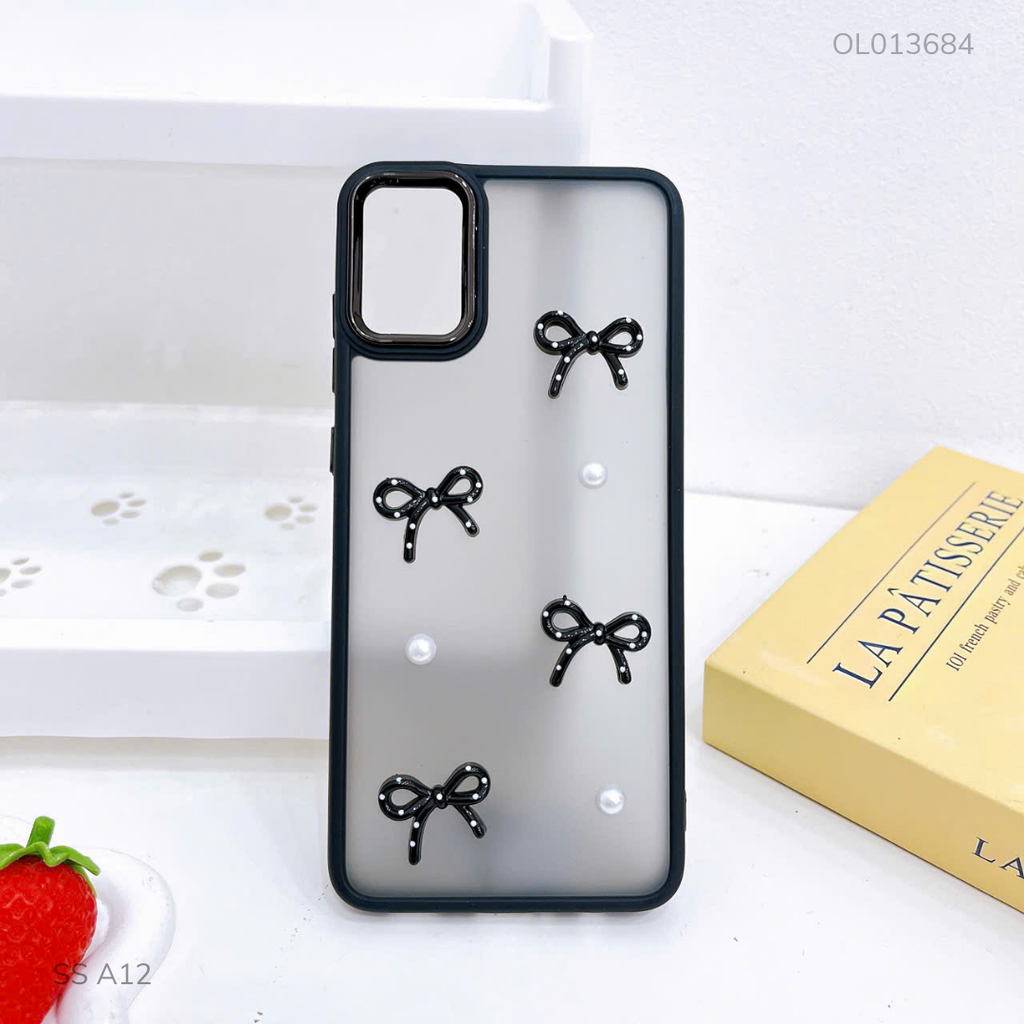 Ốp SS A12 lưng nhám đính nơ viền màu