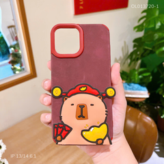 ** Ốp IP 13/14 6.1 giả da lộn Thần tài Capybara