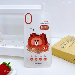 Ốp IP Xs Max vân vali nhám Cute Bear