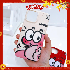 ** Ốp IP 13 6.1 giả da dẻo Rắn hồng Lucky