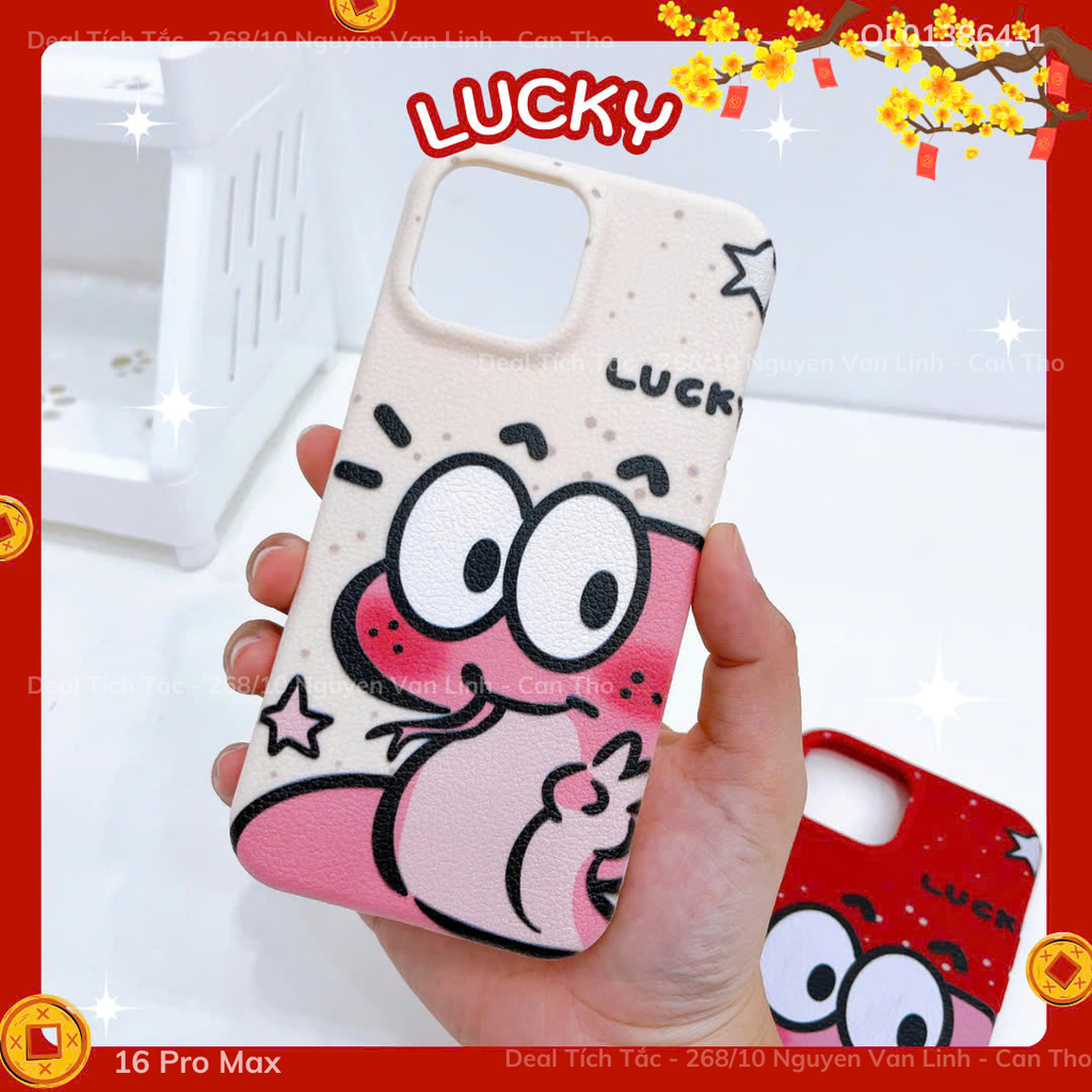 ** Ốp IP 16 Pro Max giả da dẻo Rắn hồng Lucky
