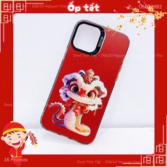 ** Ốp IP 16 Pro Max lưng cứng Rắn đỏ đội Lân