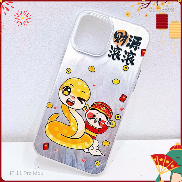** Ốp IP 11 Pro Max vân sóng bạc rắn vàng và thần tài