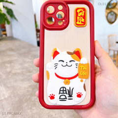 ** Ốp IP 15 Pro Max dẻo mèo nổi Lộc