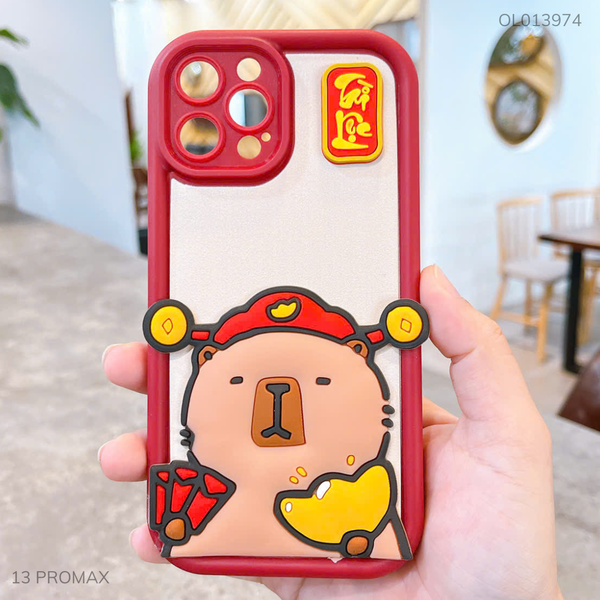 ** Ốp IP 13 Pro Max dẻo Capybara nổi Tài Lộc