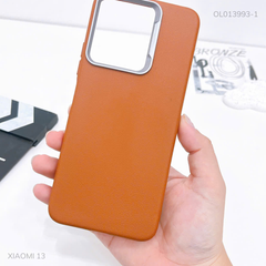 Ốp Xiaomi Redmi 13 dẻo vân giả da viền camera xi bạc