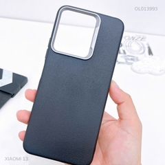 Ốp Xiaomi Redmi 13 dẻo vân giả da viền camera xi bạc