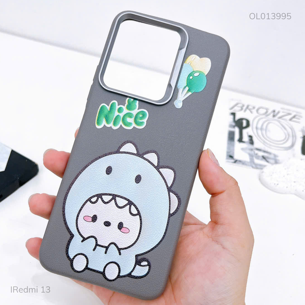 Ốp Xiaomi Redmi 13 dẻo vân giả da Khủng long xanh Nice