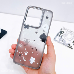 Ốp Xiaomi Redmi 13 lưng nhám gấu trắng và gấu đen nơ Happy