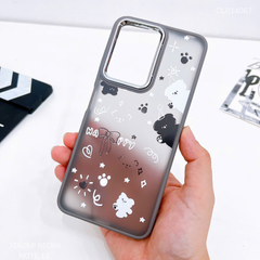 Ốp Xiaomi Redmi Note 12 lưng nhám gấu trắng và gấu đen nơ Happy