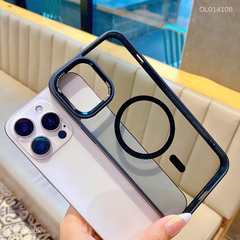 Ốp IP 15 Pro Max Likgus lưng trong đen magsafe viền màu