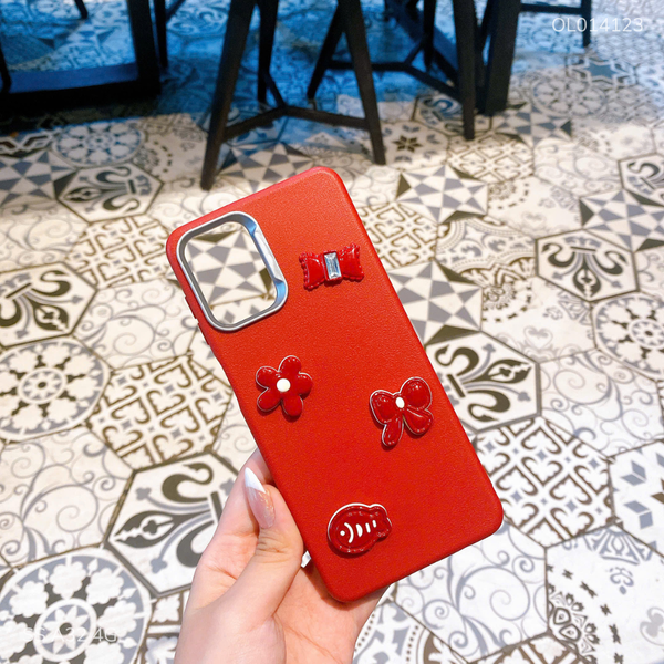 ** Ốp SS A32 4G dẻo vân giả da đính 4 sticker đỏ