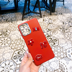 ** Ốp SS A32 4G dẻo vân giả da đính 4 sticker đỏ