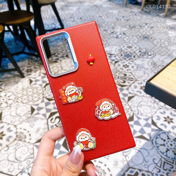 ** Ốp SS Note 20 Ultra dẻo vân giả da đính 3 sticker rắn chipi