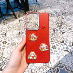 ** Ốp Oppo A57 dẻo vân giả da đính 3 sticker rắn chipi