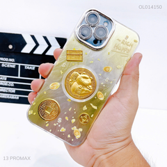 Ốp IP 13 Pro Max vân sóng mèo thần tài Rich Happy