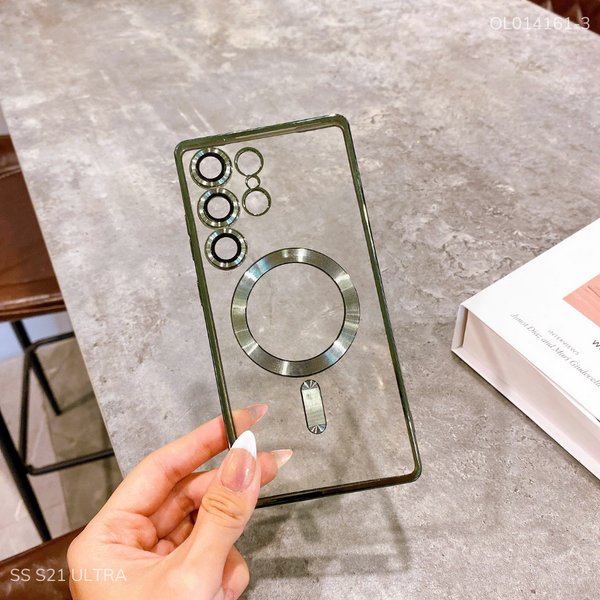 Ốp SS S21 Ultra lưng trong Magsafe viền xi màu