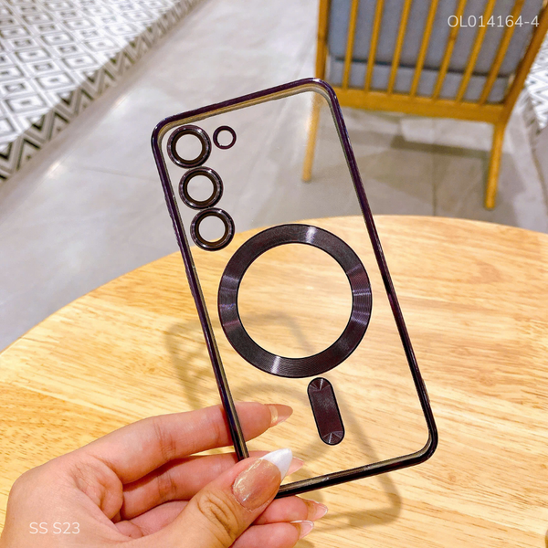 Ốp SS S23 lưng trong Magsafe viền xi màu