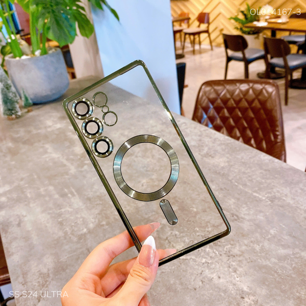 Ốp SS S24 Ultra lưng trong Magsafe viền xi màu