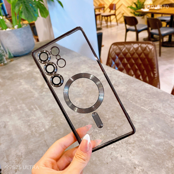 Ốp SS S25 Ultra lưng trong Magsafe viền xi màu