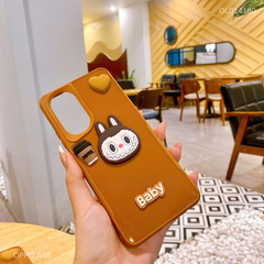 Ốp Oppo A58 dẻo nâu mặt Labubu nổi Baby