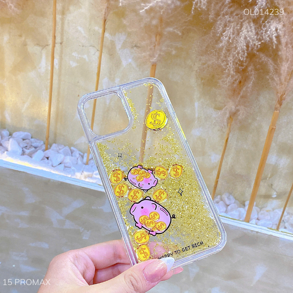 ** Ốp IP 15 Pro Max mica nước trong Happy to get rich
