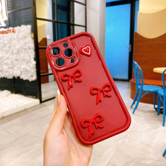 Ốp IP 12 Pro Max su dẻo 3 nơ đỏ viền nổi