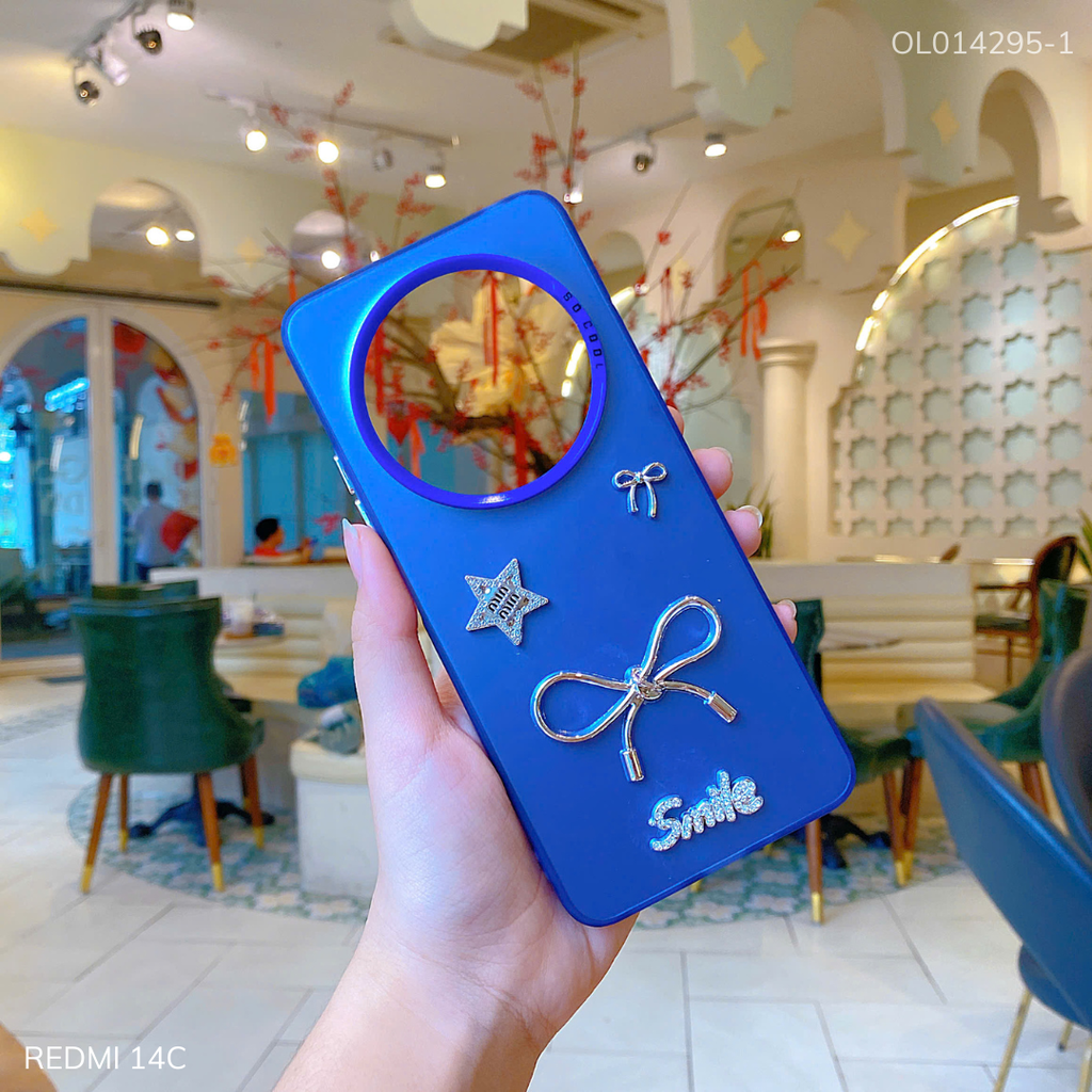 ** Ốp Redmi 14C lưng nhám nơ bạc Smile Sao Minmin