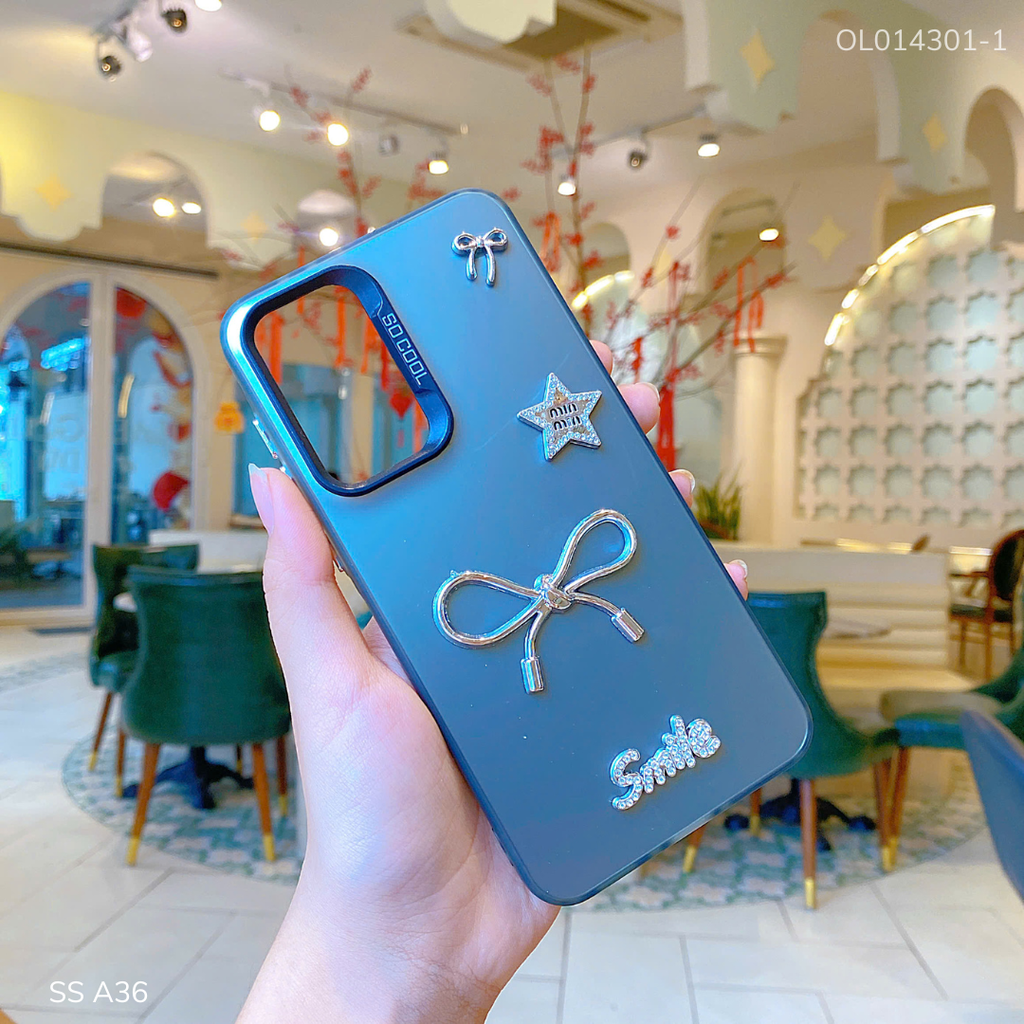 ** Ốp SS A36 lưng nhám nơ bạc Smile sao Minmin