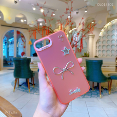 ** Ốp IP 7+/8+ lưng nhám nơ bạc Smile sao Minmin