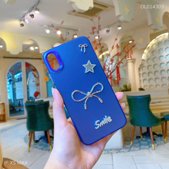 ** Ốp IP Xs Max lưng nhám nơ bạc Smile sao Minmin