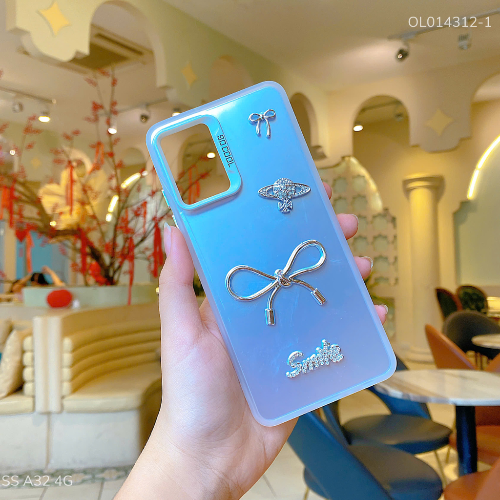 ** Ốp SS A32 4G lưng nhám nơ bạc Smile sao thổ