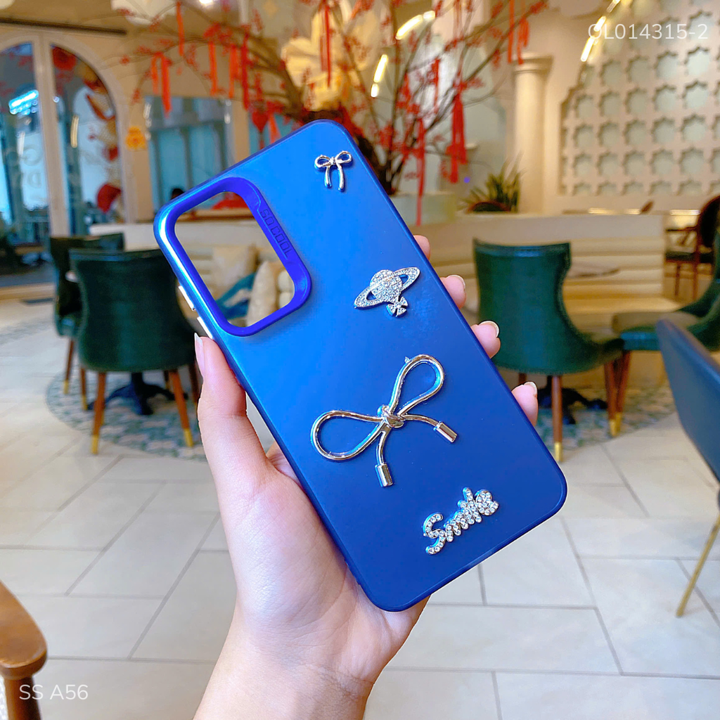 ** Ốp SS A56 lưng nhám nơ bạc Smile sao thổ