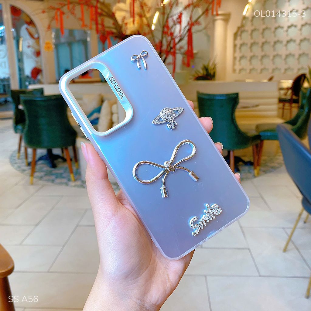 ** Ốp SS A56 lưng nhám nơ bạc Smile sao thổ