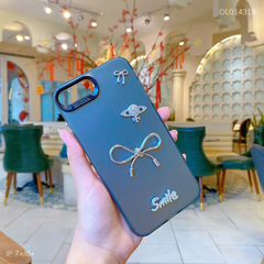 ** Ốp IP 7+/8+ lưng nhám nơ bạc Smile sao thổ