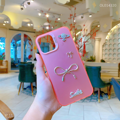 ** Ốp IP 11 6.1 lưng nhám nơ bạc Smile sao thổ